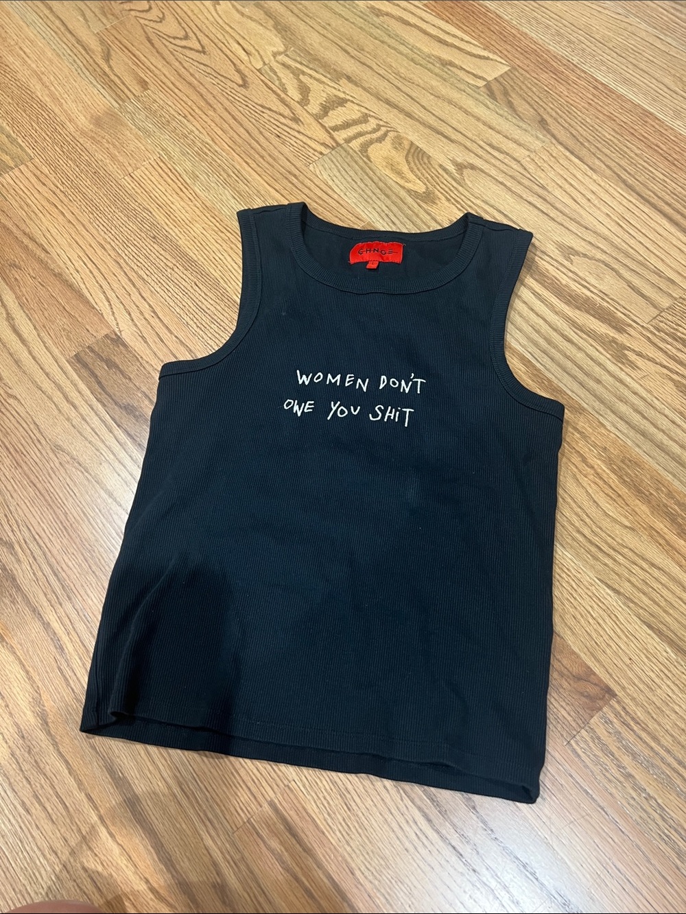 CHNGE Black Graphic Ribbed Tank Top